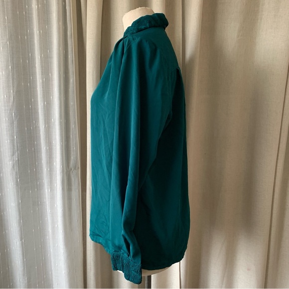 PRINCIPLES GREEN VINTAGE BLOUSE WITH TEXTURED COLLAR 12 - Picture 8 of 9